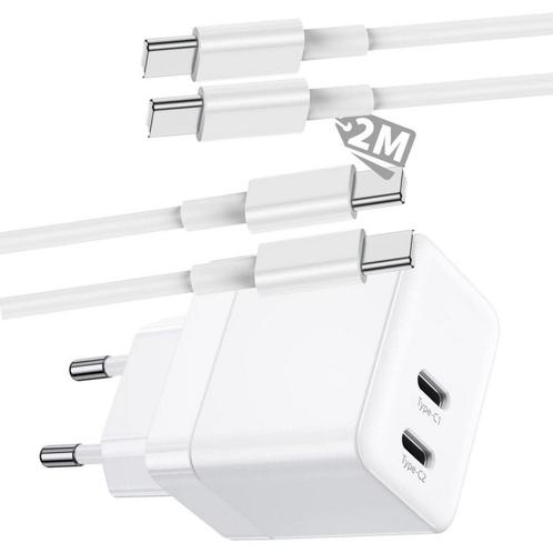 Gecertificeerde Snellader met 2 USB-C Poorten + 2x USB C, Telecommunicatie, Mobiele telefoons | Telefoon-opladers, Ophalen of Verzenden