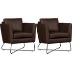 Set van 2 Leren fauteuils Club - Rancho Brown (bruin), Huis en Inrichting, Fauteuils, Nieuw, Ophalen of Verzenden, 75 tot 100 cm