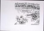 Pentekening Amerika - Islamitische immigratie (lijst optie), Antiek en Kunst, Kunst | Tekeningen en Foto's, Verzenden
