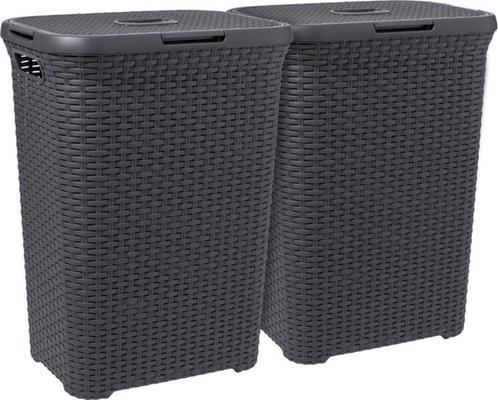 Curver Style Wasmand met deksel - 60L - 2 stuks - Antraci..., Huis en Inrichting, Badkamer | Complete badkamers, Verzenden