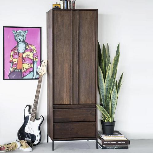*WOONWINKEL* Eleonora Jimmy Smalle Kast Donker Mango Hout, Huis en Inrichting, Kasten | Wandmeubels, Nieuw, Verzenden