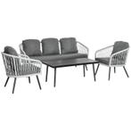 TRUUSK 4-delige Poly Rattan Tuinmeubelset Grijs, Tuin en Terras, Tuinsets en Loungesets, Verzenden, Nieuw