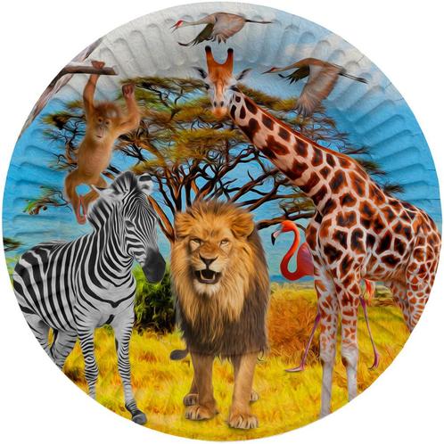 Gekleurde Jungle Borden 23cm 8st, Hobby en Vrije tijd, Feestartikelen, Nieuw, Verzenden
