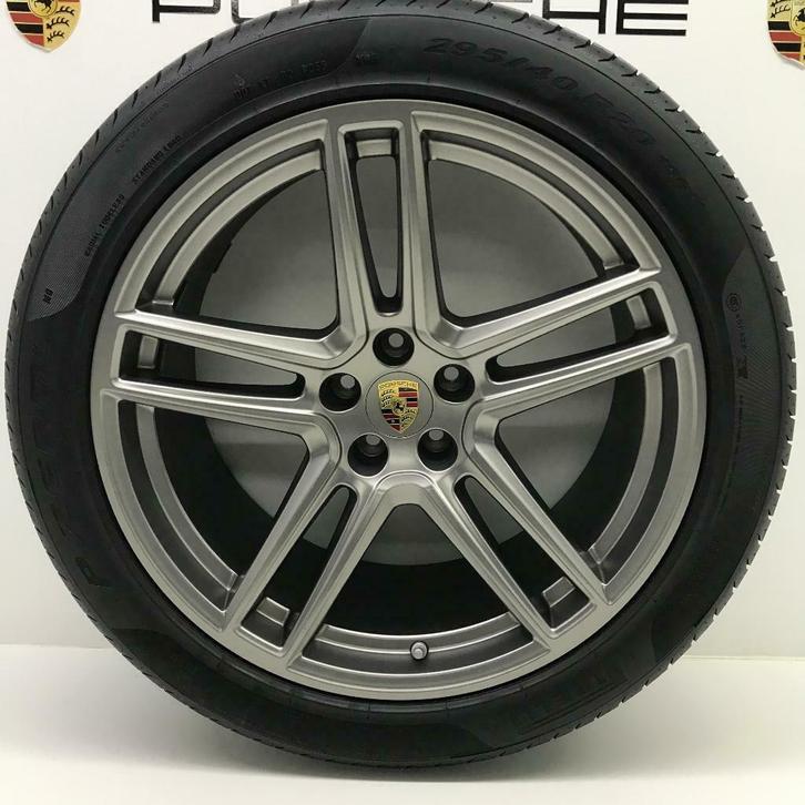 Porsche Macan ORIGINELE 20 Turbo II Platinium met banden 8mm, Auto-onderdelen, Banden en Velgen, 20 inch, 295 mm, Personenwagen