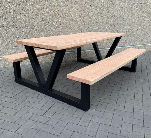 Houten Douglas Picknicktafel Model V - 200 x 170 x 75 cm, Tuin en Terras, Tuinsets en Loungesets, Nieuw, Ophalen of Verzenden