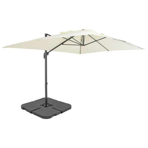 vidaXL Parasol met draagbare voet zandkleurig, Tuin en Terras, Parasols, Nieuw, Verzenden