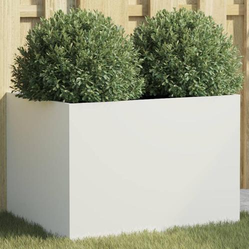 vidaXL Plantenbak 62x47x46 cm staal wit, Tuin en Terras, Bloembakken en Plantenbakken, Nieuw, Metaal, Verzenden