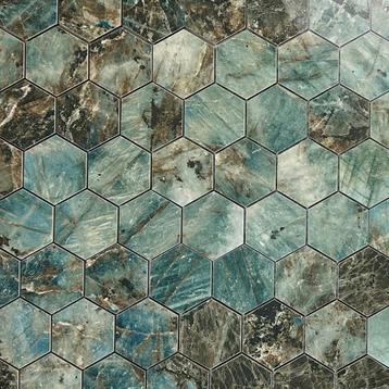 Vloertegel / wandtegel hexagon lemurian groen blauw beschikbaar voor biedingen