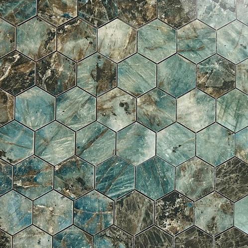 Vloertegel / wandtegel hexagon lemurian groen blauw, Doe-het-zelf en Verbouw, Tegels, Vloertegels, Nieuw, 10 m² of meer, Keramiek