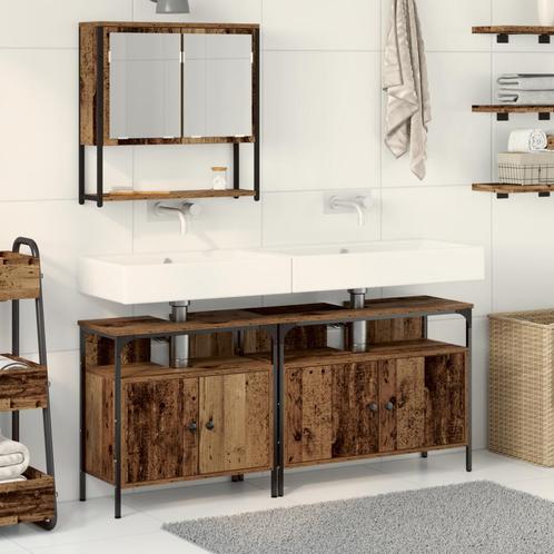 vidaXL Wastaflekast met ingebouwde wasbak bewerkt hout oud, Huis en Inrichting, Badkamer | Badkamermeubels, Nieuw, Verzenden