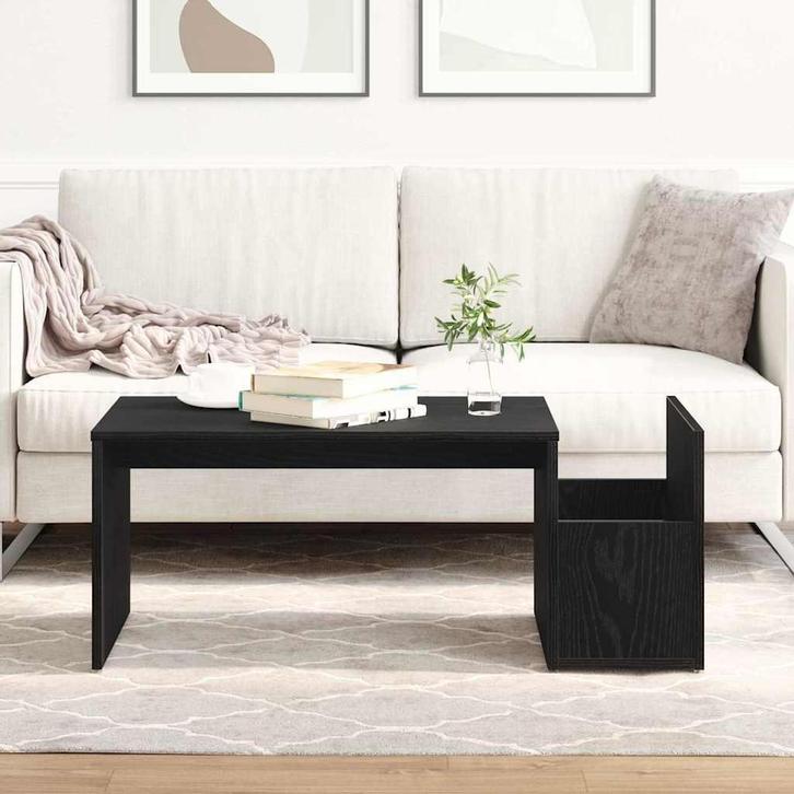 vidaXL Salontafel Zwart eiken 90 x 45 x 35 cm Bewerkt hout, Huis en Inrichting, Tafels | Salontafels, Nieuw, Minder dan 50 cm