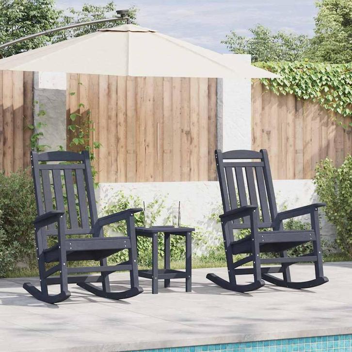 vidaXL Tuin Schommelstoel 2 pcs Marineblauw 70 x 92 x 108cm, Tuin en Terras, Tuinstoelen, Nieuw, Kunststof, Verzenden