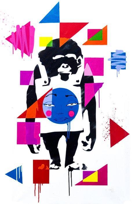 Utopia - Monkeys and Blue Bubble, Antiek en Kunst, Kunst | Designobjecten