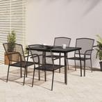 vidaXL 5-delige Tuinset staal antracietkleurig, Tuin en Terras, 4 zitplaatsen, Verzenden, Nieuw, Rvs
