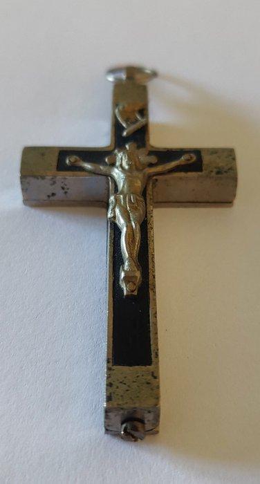 Reliekhouder - Hout, Metaal, Textiel - 1850-1900 - Benedikt, Antiek en Kunst, Kunst | Niet-Westerse kunst