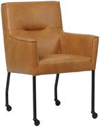Cognac leren moderne eetkamerstoel - Granada leer Sahara (co, Overige kleuren, Nieuw, Leer, Ophalen of Verzenden