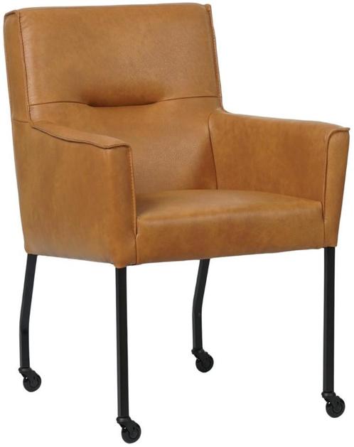 Cognac leren moderne eetkamerstoel - Granada leer Sahara (co, Huis en Inrichting, Stoelen, Eén, Overige kleuren, Nieuw, Leer, Ophalen of Verzenden