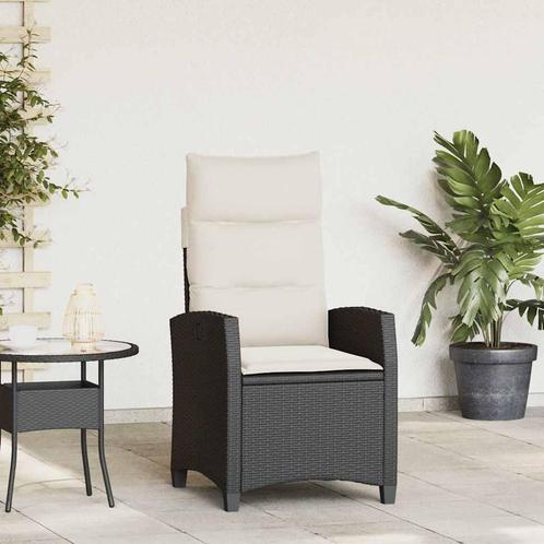 vidaXL Verstelbare tuinstoel met bijzettafel poly rattan, Tuin en Terras, Tuinstoelen, Nieuw, Rotan, Verzenden