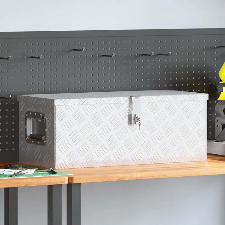 vidaXL Opbergbox 70x31x27 cm aluminium zilverkleurig, Doe-het-zelf en Verbouw, Gereedschapskisten, Nieuw, Verzenden