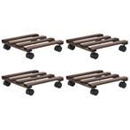 vidaXL Plantenrollers 4 st 25x25 cm cederhout, Tuin en Terras, Verzenden, Nieuw