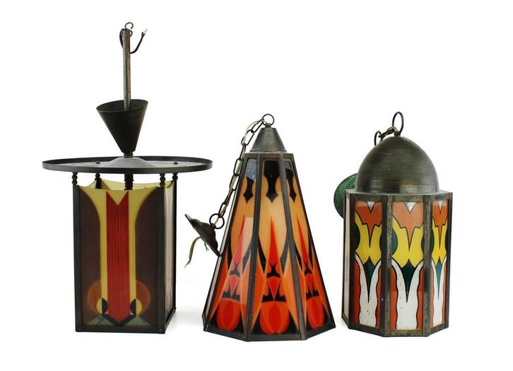 Drie Amsterdamse School hanglampen, Antiek en Kunst, Antiek | Lampen, Ophalen