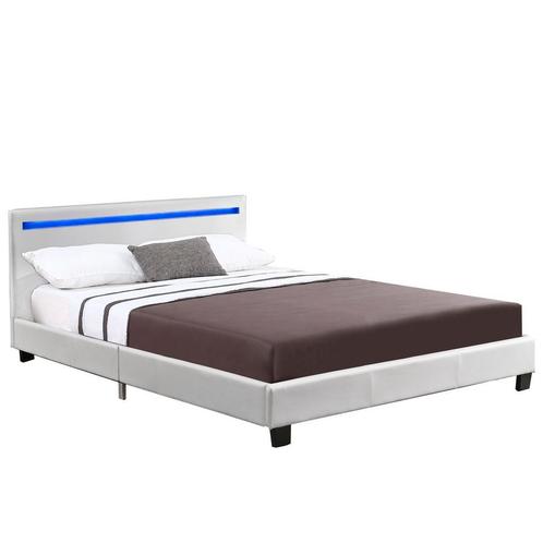 Gestoffeerd bed Verona - 120 x 200 cm - Wit - LED verlichtin, Huis en Inrichting, Slaapkamer | Bedden, Nieuw, Verzenden
