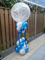 Ballonnenpilaar zandloper met grote ballon-Zwart - Blauw, Nieuw