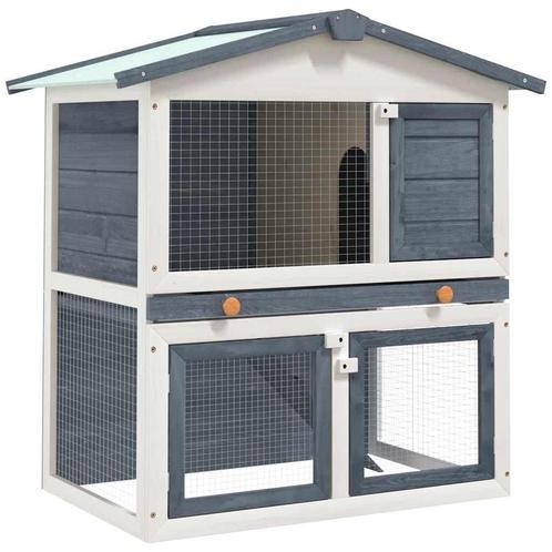 Konijnenhok Grijs Hout - Retourdeal! 40% Korting!, Dieren en Toebehoren, Knaagdieren en Konijnen | Hokken en Kooien, 90 cm of meer