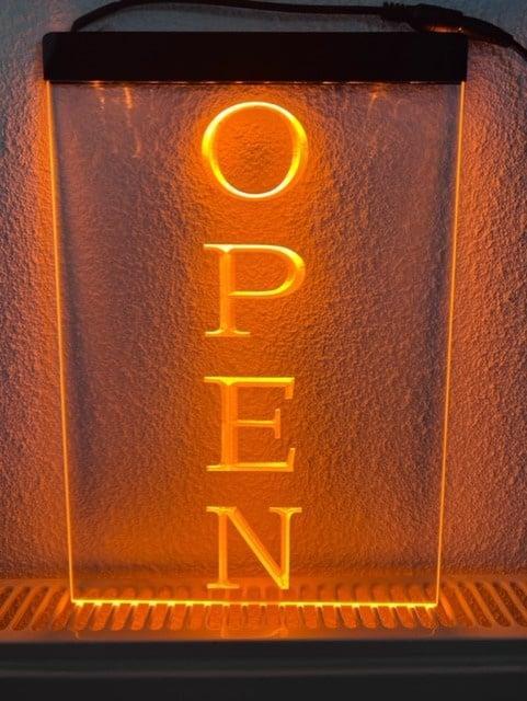 OPEN neon bord lamp LED verlichting reclame lichtbak VERTICA, Zakelijke goederen, Horeca | Meubilair en Inrichting, Verzenden