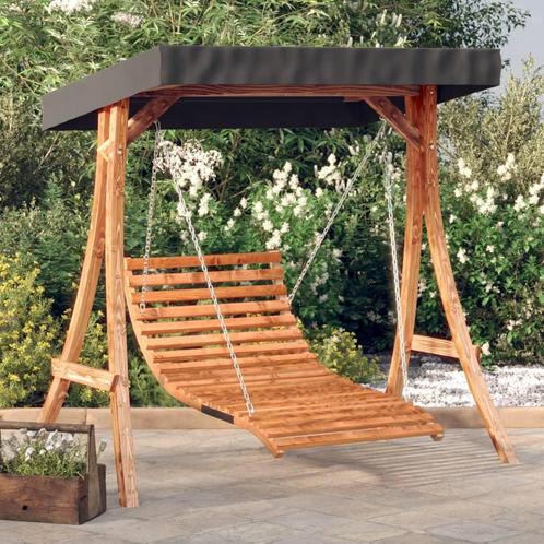 vidaXL Schommelbed met luifel vurenhout met teak afwerking, Tuin en Terras, Tuinbanken, Nieuw, Hout, Verzenden