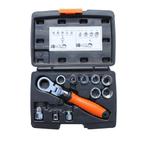 Hofftech Complete dopsleutelset met ratel en doorsteekfun..., Ophalen of Verzenden, Nieuw