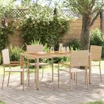 vidaXL Tuinstapelstoelen 4 pcs Crème en bruin, Tuin en Terras, Tuinstoelen, Verzenden, Nieuw, Rotan