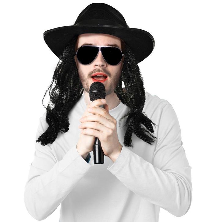 Michael Jackson pruik met hoed - Herenpruiken, Hobby en Vrije tijd, Feestartikelen, Verzenden