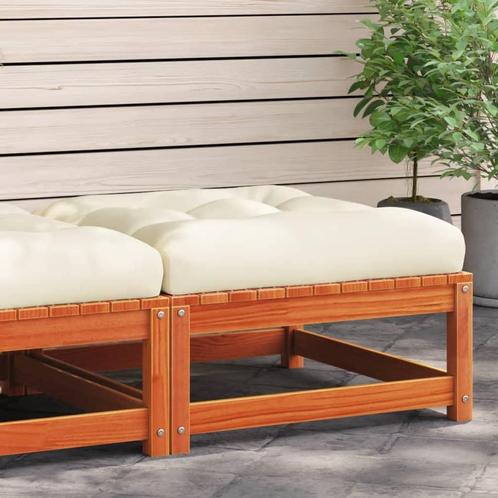vidaXL Tuinvoetenbank met kussen massief grenenhout wasbruin, Tuin en Terras, Tuinsets en Loungesets, Nieuw, Verzenden