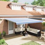 vidaXL Inklapbaar Zonnescherm Blauw en wit 5 x 3 m Stof en, Verzenden, Nieuw