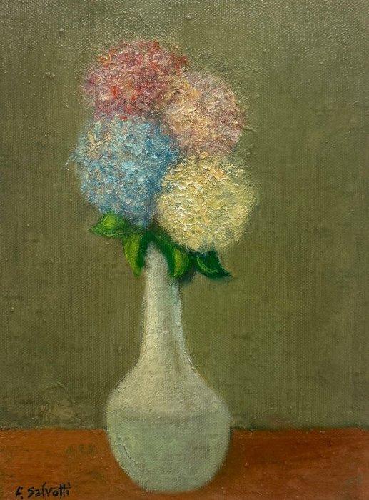Franco Salvotti (1916-2001) - Vaso di Fiori, Antiek en Kunst, Kunst | Schilderijen | Klassiek