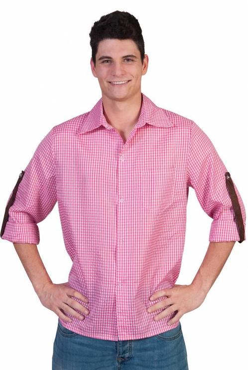 Tiroler blouse roze/wit, Kleding | Heren, Carnavalskleding en Feestkleding, Nieuw, Ophalen of Verzenden