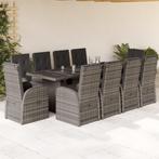 vidaXL 11-delige Tuinset met kussens poly rattan grijs, Tuin en Terras, Meer dan 8 zitplaatsen, Nieuw, Tuinset, Verzenden