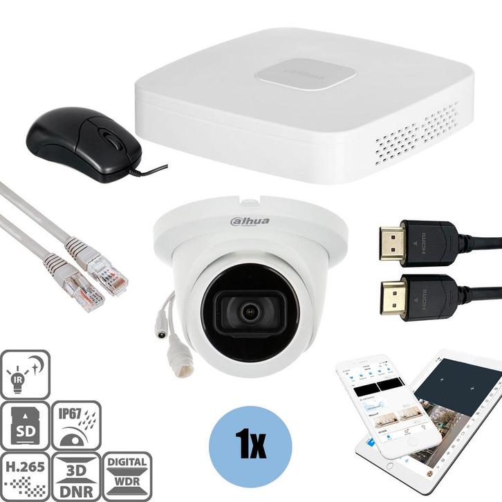 Set 1x Turret 4MP + Recorder & Bekabeling, Audio, Tv en Foto, Videobewaking, Nieuw, Ophalen of Verzenden