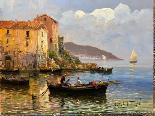 Pasquale Vuotto (1958) - Borgo marinaio Posillipo, Antiek en Kunst, Kunst | Schilderijen | Klassiek