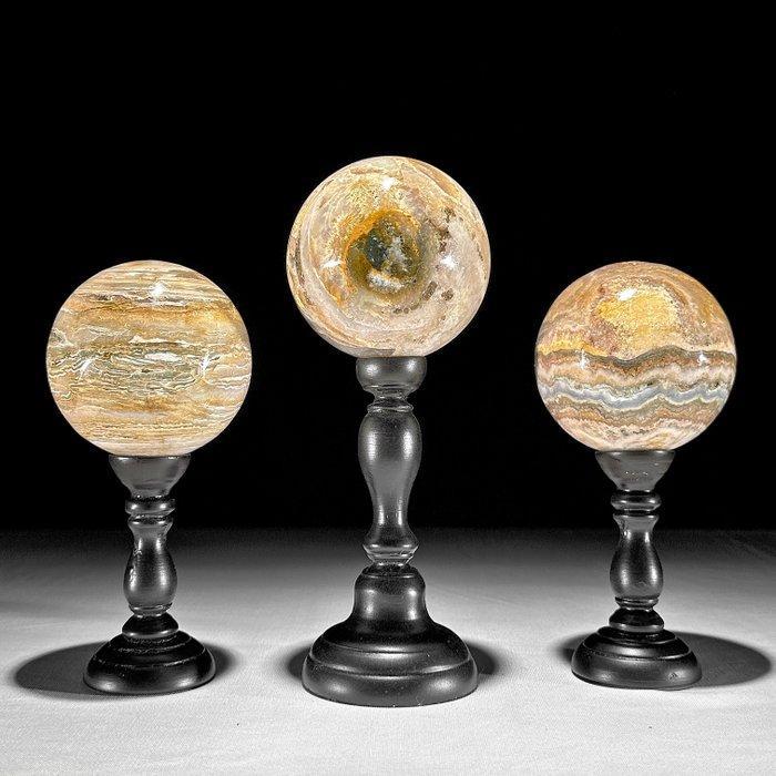 GRATIS PRIJS - Prachtige set van 3 Haagse Agaten Bol op op, Antiek en Kunst, Kunst | Designobjecten