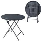 Klaptafel Mark tuintafel Ø80x74 cm rond rotan look zwart [en, Caravans en Kamperen, Verzenden, Nieuw