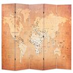 vidaXL Kamerscherm inklapbaar wereldkaart 200x170 cm geel, Verzenden, Nieuw