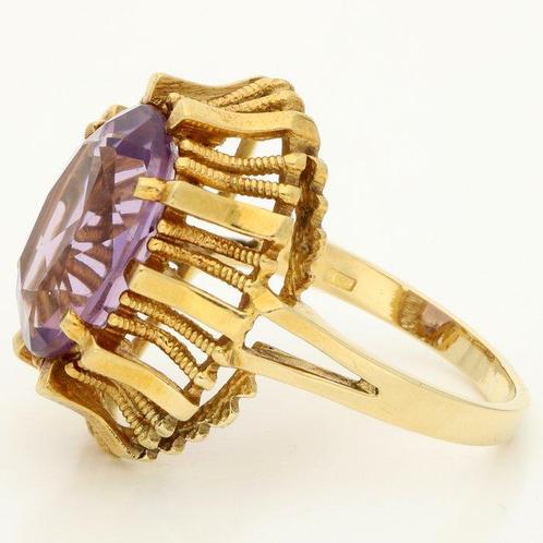 Ring - 18 karaat Geel goud - 4.36ct. tw. Amethist, Sieraden, Tassen en Uiterlijk, Ringen