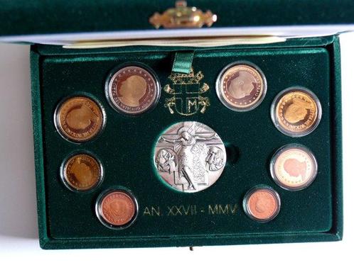 Vaticaan. Proof Set 2005 (incl. Silbermedaille) (Zonder, Postzegels en Munten, Munten | Europa | Euromunten