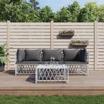 vidaXL 4-delige Loungeset met kussens staal wit, Verzenden, Nieuw, Rvs, Loungeset