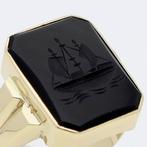 Ring - 14 karaat Geel goud Onyx, Nieuw