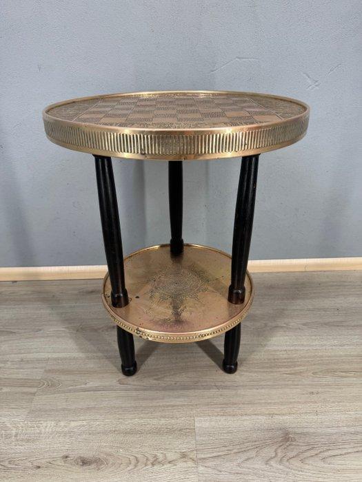 Bijzettafel - Hout, Koper - rokers- en schaaktafel, Antiek en Kunst, Kunst | Designobjecten