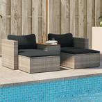 vidaXL 5-delige Loungeset met kussens poly rattan acacia, Verzenden, Nieuw, Rotan, Loungeset
