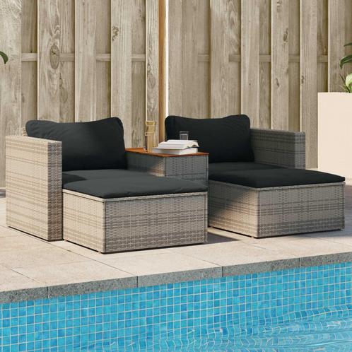 vidaXL 5-delige Loungeset met kussens poly rattan acacia, Tuin en Terras, Tuinsets en Loungesets, Loungeset, Nieuw, Rotan, Verzenden